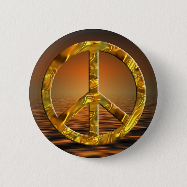 Peace-symbol - GULD Knapp (Framsida)