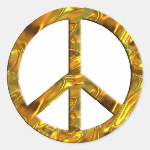 Peace-symbol - GULD Runt Klistermärke