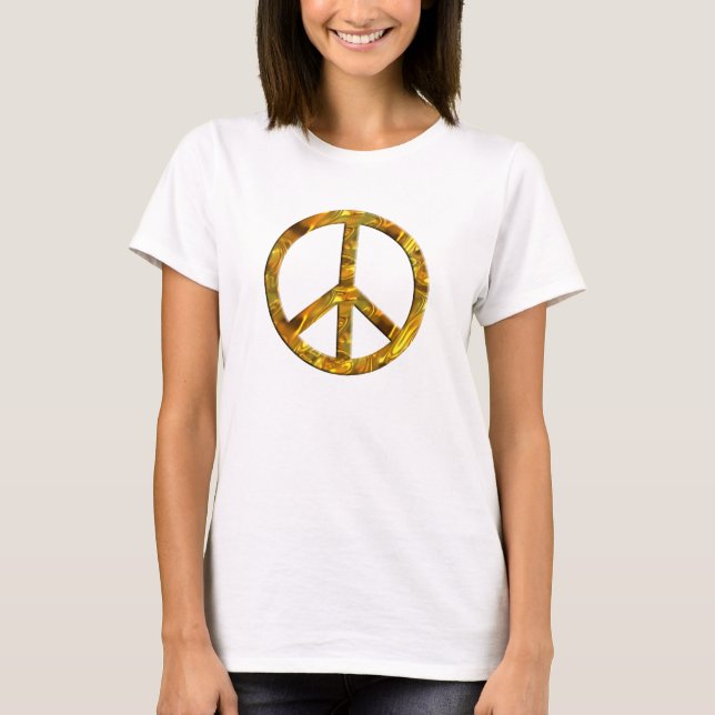 Peace-symbol - GULD Tee Shirt (Framsida)