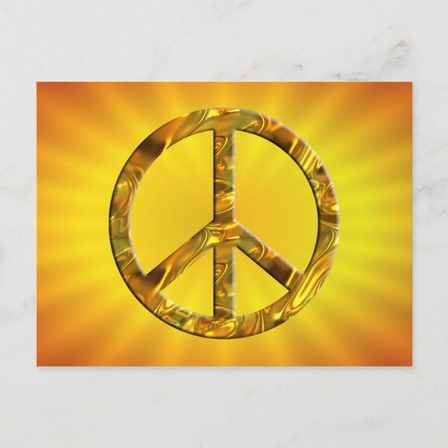 Peace-symbol - GULD Vykort (Framsida)