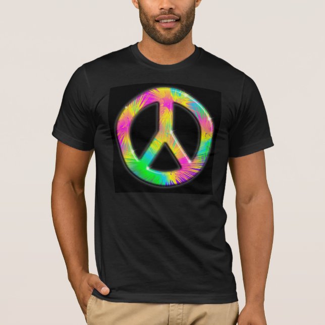 Peace Symbol Psychedelic Design T-Shirt (Framsida)
