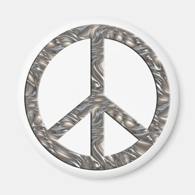 Peace-symbol - SILVER Magnet (Framsidan)