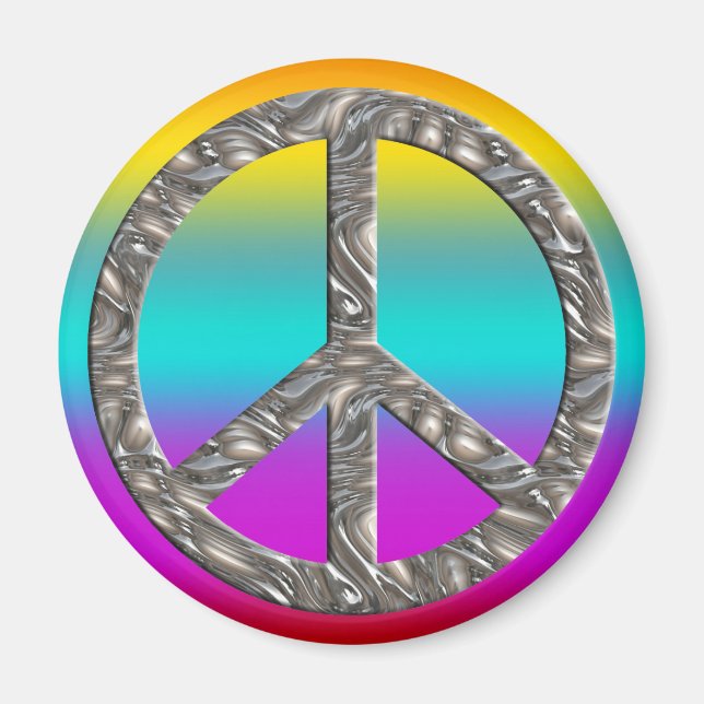 Peace-symbol - SILVER Magnet (Framsidan)