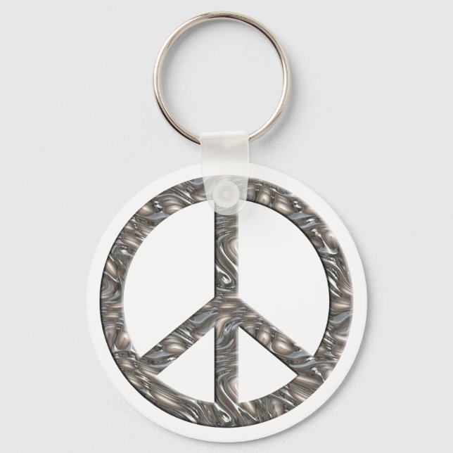 Peace-symbol - SILVER Nyckelring (Framsida)