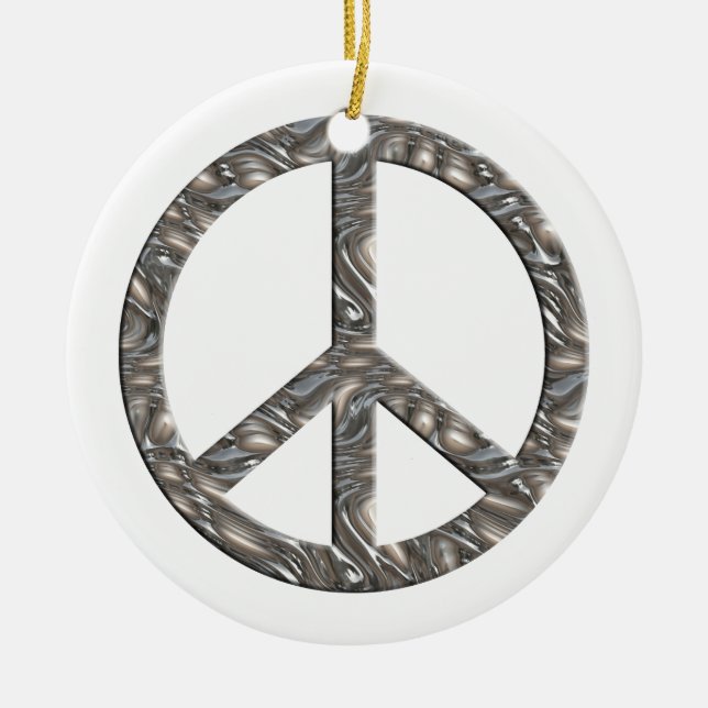 Peace-symbol - SILVER och GULD Julgransprydnad Keramik (Framsidan)
