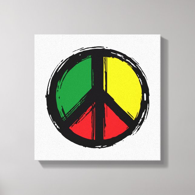Peace Symbol with reaggae colors Canvastryck (Framsida)