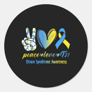 Peace T21 Down Syndrome Awareness S Runt Klistermärke