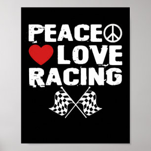 Peace Tävla Heart Tävling Car Älskare Poster