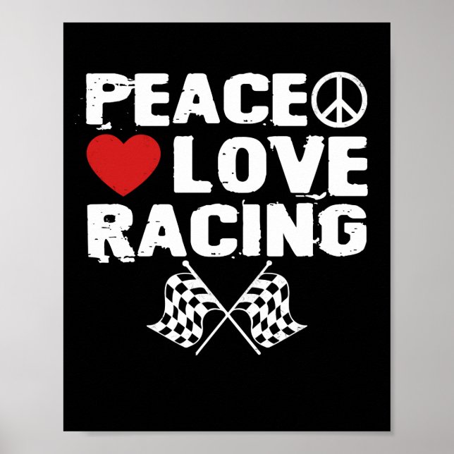 Peace Tävla Heart Tävling Car Älskare Poster (Framsidan)