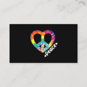 Peace Tie Dye Vintage Heart Hippie Retro Groovy Visitkort