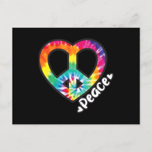 Peace Tie Dye Vintage Heart Hippie Retro Groovy Vykort