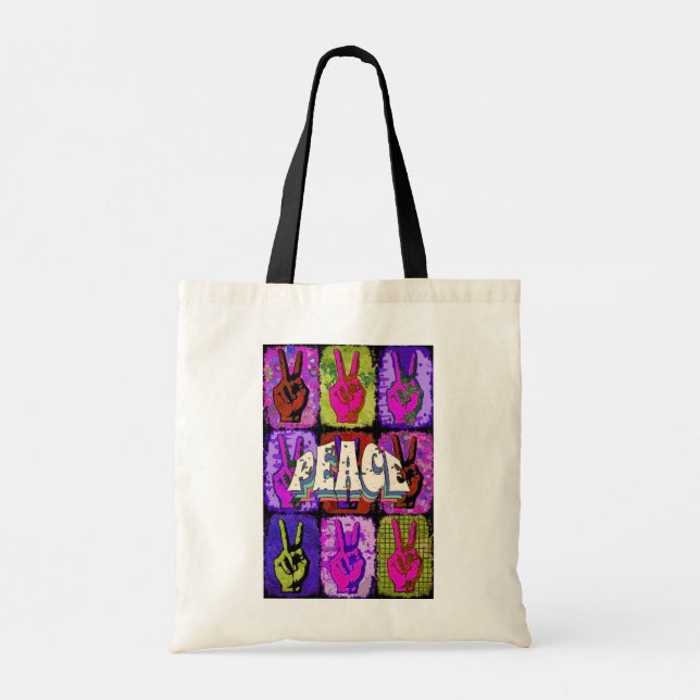 Peace Tote Bag Tygkasse (Baksida)