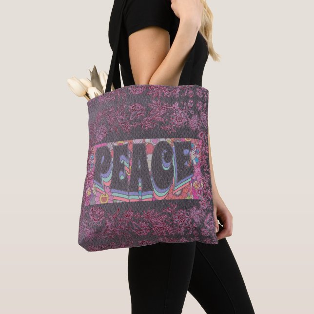 Peace Tote Bag Tygkasse (Närbild)