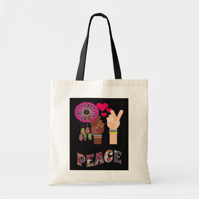 Peace Tote Bag Tygkasse (Framsidan)
