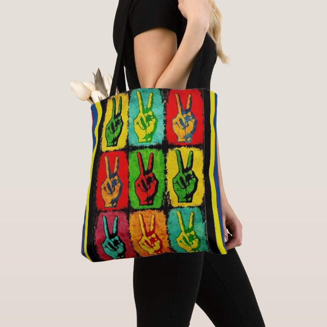 Peace Tote Bag Tygkasse (Närbild)