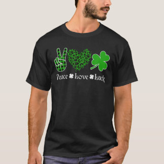 Peace Tur Peace Heart Shamrock St Patrick's T Shirt
