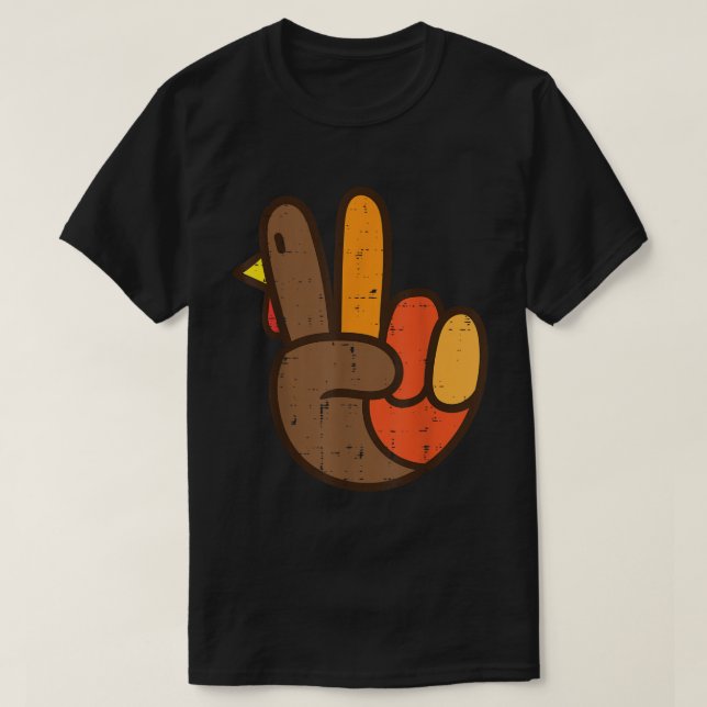 Peace Turkey Hand Retro Thanksgiving Shirt T (Design framsida)