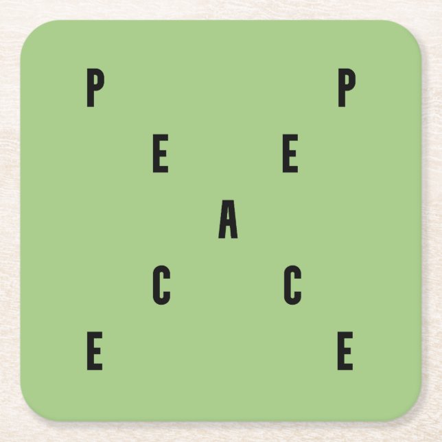 Peace Typography Underlägg Papper Kvadrat (Framsidan)