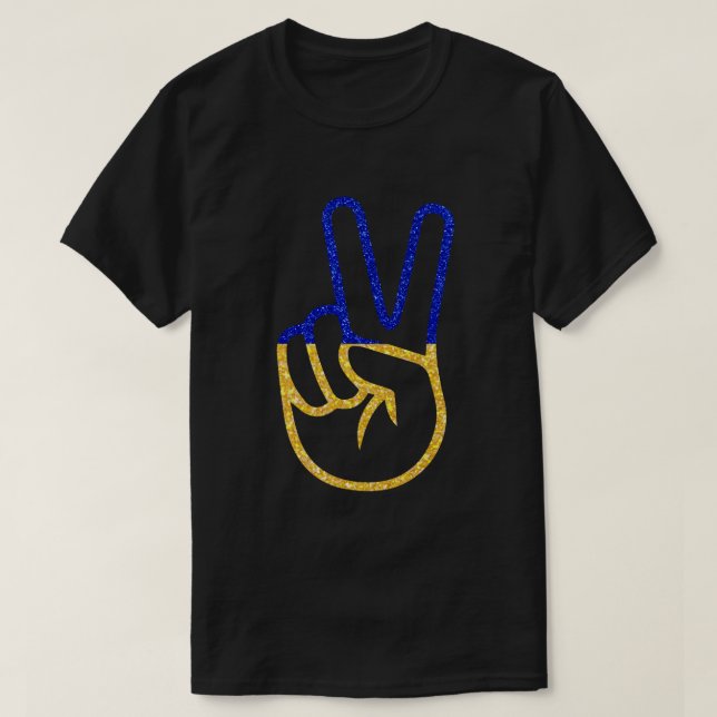 Peace Ukrainska Flagga Glitter T-Shirt (Design framsida)
