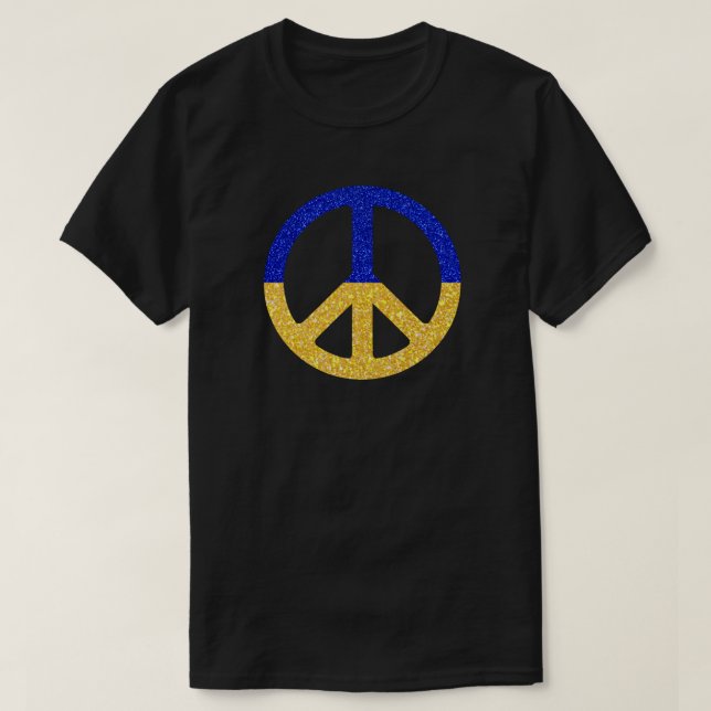 Peace Ukrainska Flagga Glitter T-Shirt (Design framsida)