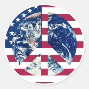 Peace USA-teckendekal Runt Klistermärke