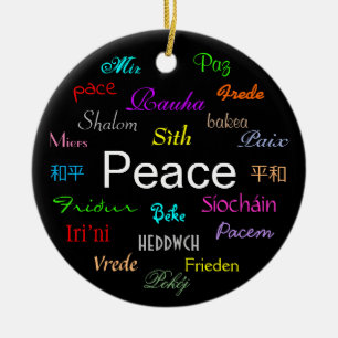 Peace-Värld runt i Black Ceramic Ornament