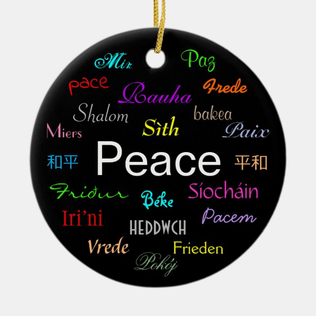 Peace-Värld runt i Black Ceramic Ornament (Framsidan)