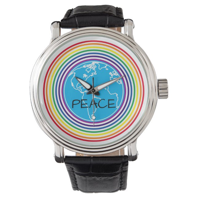 Peace Värld runt Rainbow Personlig Watch Armbandsur (Framsida)