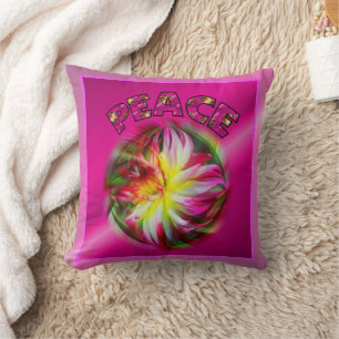 Peace Vibrant Dahlia Flower Inspirational Kudde