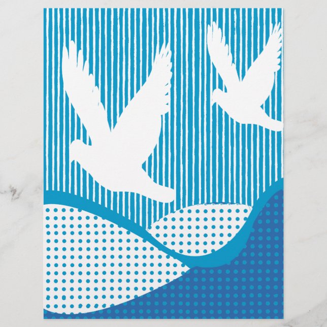 Peace White Doves Artsy Peace Scrapbook Papper (Framsida)