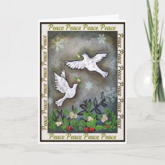 Peace White Doves Flygande Helgkort