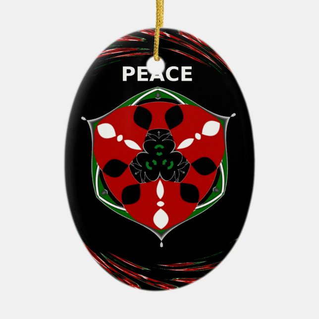"Peace: with Shield Emblem" Art Print Julgransprydnad Keramik (Framsidan)