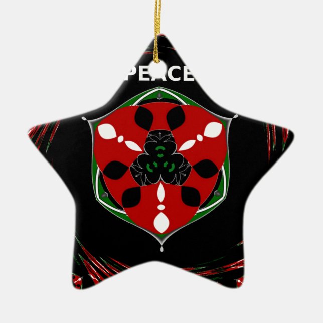 "Peace: with Shield Emblem" Art Print Julgransprydnad Keramik (Framsidan)