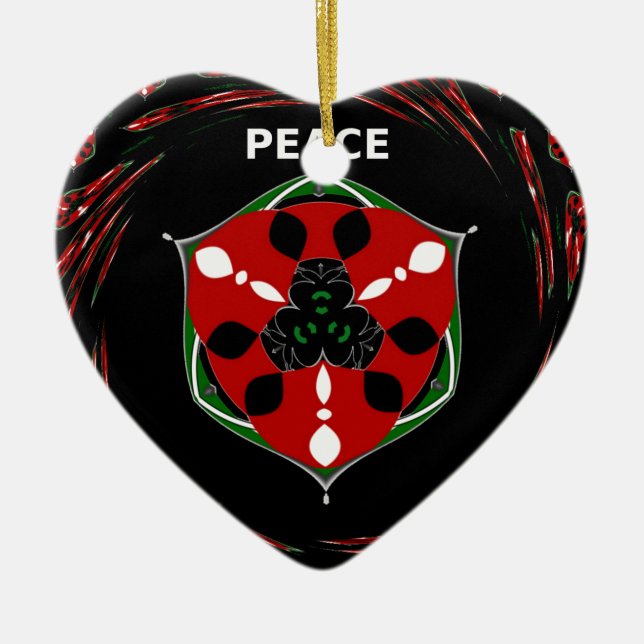 "Peace: with Shield Emblem" Art Print Julgransprydnad Keramik (Framsidan)