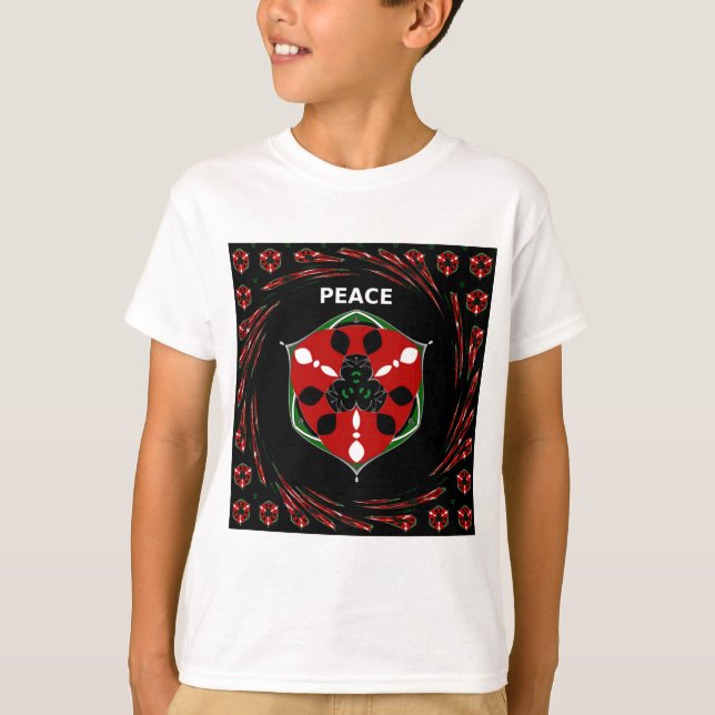 "Peace: with Shield Emblem" Art Print T Shirt (Framsida)
