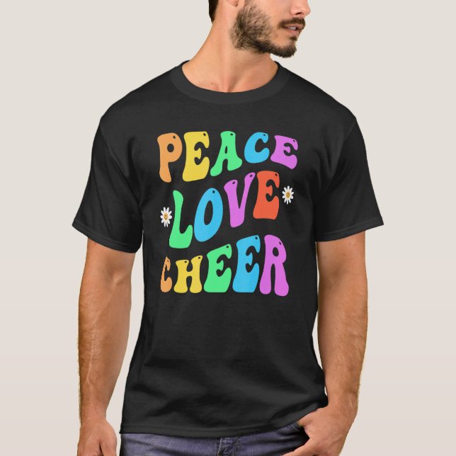 Peacebo KÄRLEK CHEER Retro CheerLeader Groovy till T Shirt (Framsida)