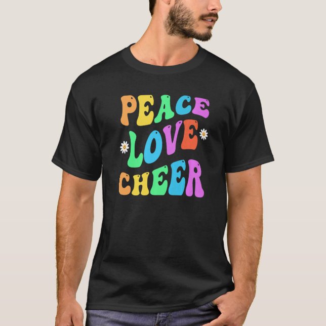 Peacebo KÄRLEK CHEER Retro CheerLeader Groovy till T Shirt (Framsida)