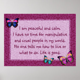 Peaceful Affirmation Butterflies Print Poster