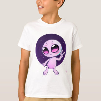 Peaceful Alien – Cute Cosmic Vibes in Pastel T Shirt