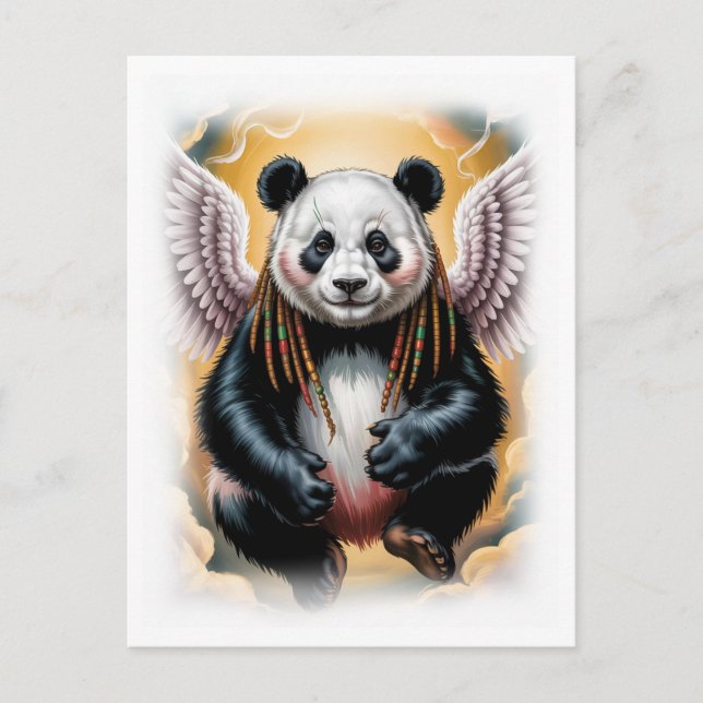 Peaceful Angel Panda on a White Helg Vykort (Framsida)
