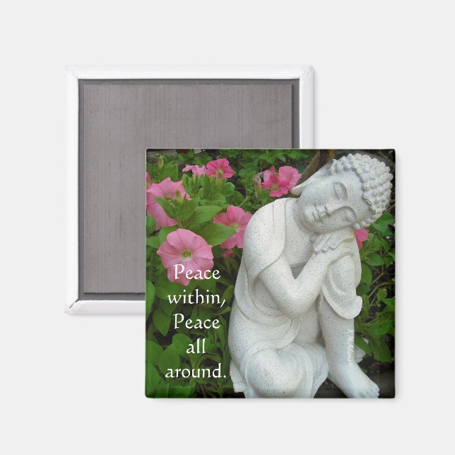 Peaceful Buddha Garden Magnet – Editable Zen Text (Front/Back)