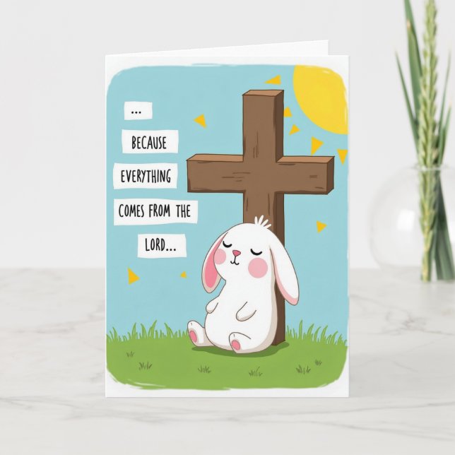 Peaceful Bunny Prayer Card Kort (Framsida)