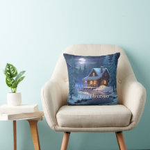 Peaceful Cabin in Winter Forest