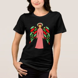 Peaceful Christmas Angel with Festive Wings  T Shirt