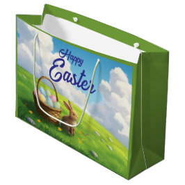 Peaceful Easter Spring Meadow Bunny & Egg Basket