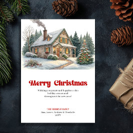 Peaceful festive home calm winter scene greeting julkort