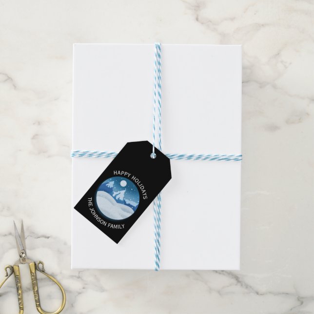 Peaceful Frosted Landscape Custom Presentetikett (Med Snöre)