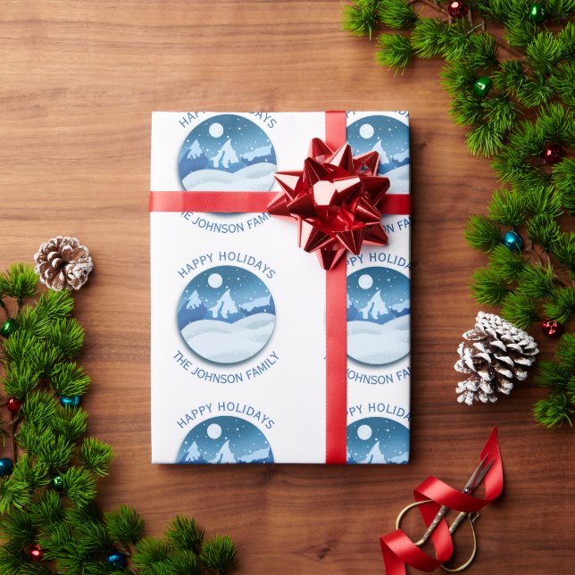 Peaceful Frosted Landscape Custom Presentpapper (Julgåva)