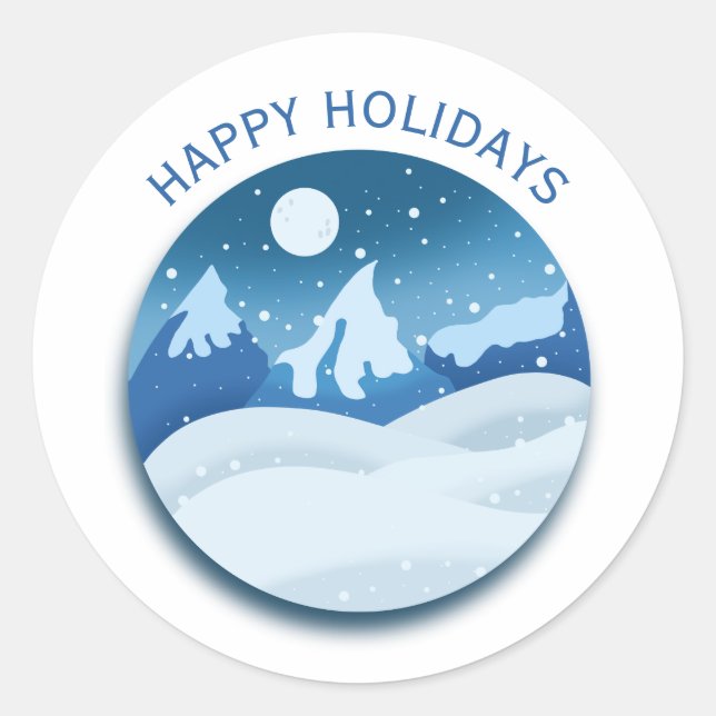 Peaceful Frosted Landscape Custom Runt Klistermärke (Framsida)