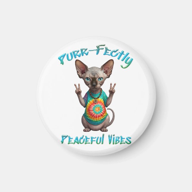 Peaceful Hippie Boho Kitten Vibes  Magnet (Framsidan)